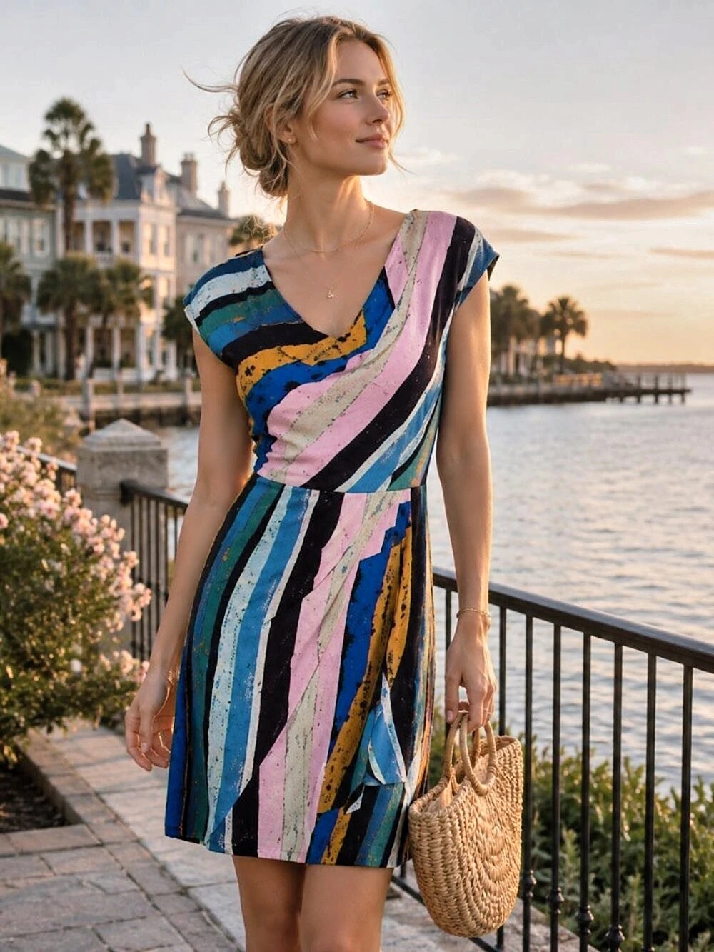 Plenty by Tracy Reese Silk Mini Dress in Blue & Pink Multicolor Size 6 Abstract
